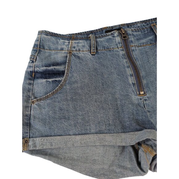 RVCA Valley Jean Shorts Womens 27 Blue Denim Exposed Zipper Festival Beach - Picture 3 of 12